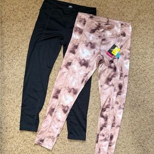 Stylish Leggings Set - Black and Tie-Dye
